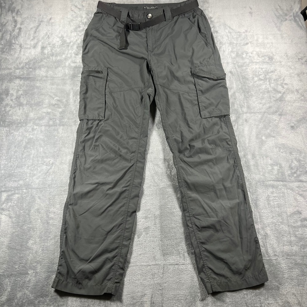 Columbia Omni-Shade Grey Cargo Hiking Pants Mens 32x32 Belted Ripstop Trousers